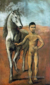 Garçon menant un cheval 1906 cubiste Pablo Picasso Peinture à l'huile